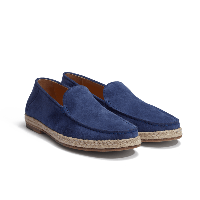 J.m. Weston Mocassin Espadrille Uzès Homme En Cuir Veau Velours Bleu De Limoges