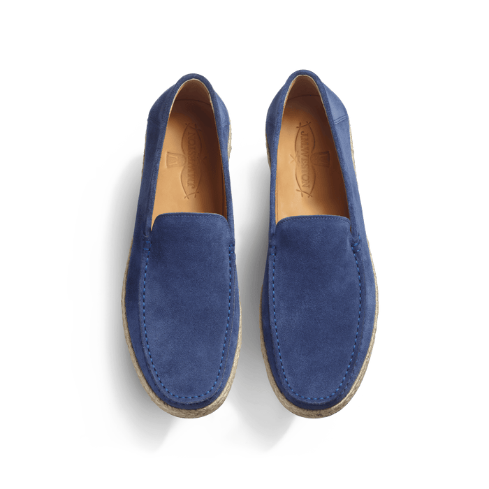 J.m. Weston Mocassin Espadrille Uzès Homme En Cuir Veau Velours Bleu De Limoges