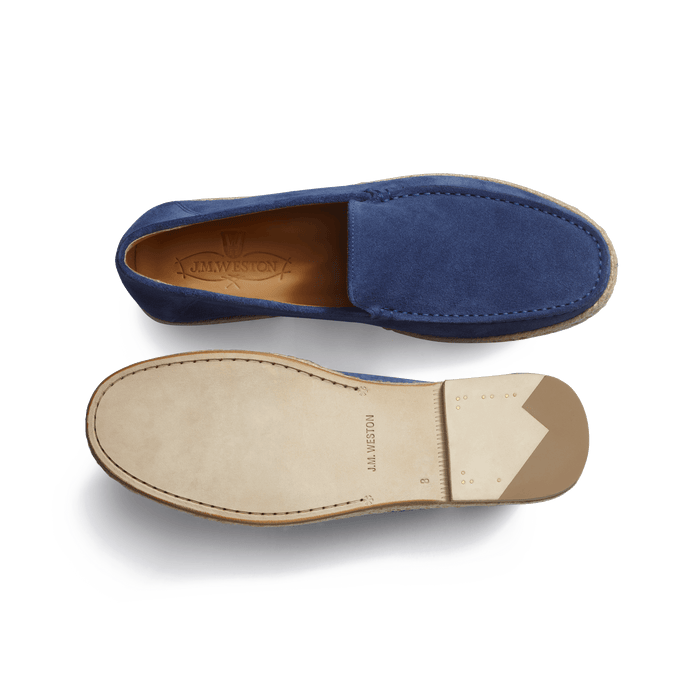 J.m. Weston Mocassin Espadrille Uzès Homme En Cuir Veau Velours Bleu De Limoges