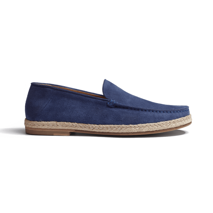j.m. weston Mocassin Espadrille Uzès homme en cuir veau velours bleu de Limoges