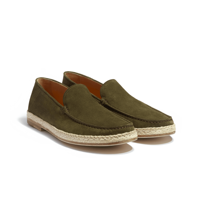 J.m. Weston Mocassin Espadrille Uzès Homme En Cuir Velours Kaki
