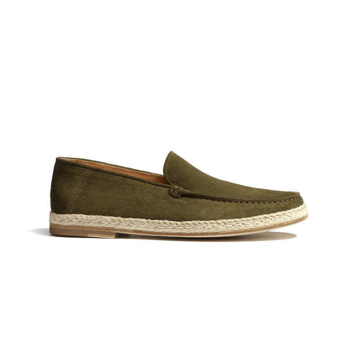 j.m. weston Mocassin Espadrille Uzès homme en cuir velours kaki