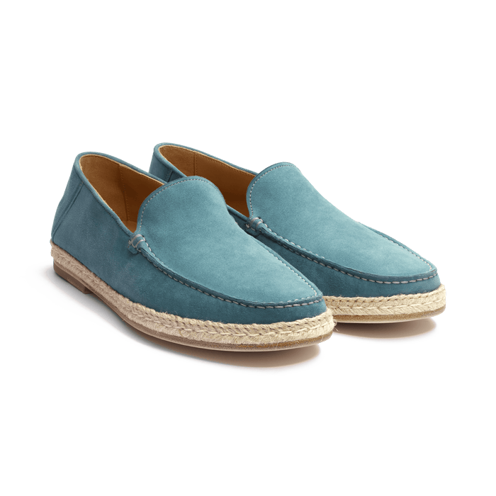 J.m. Weston Mocassin Espadrille Uzès Homme En Velours Bleu D'avant