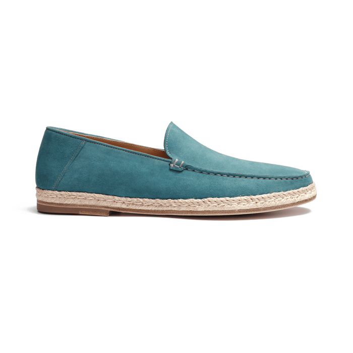 j.m. weston Mocassin Espadrille Uzès homme en velours bleu d'avant