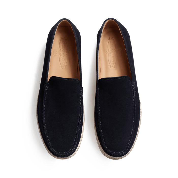 J.m. Weston Mocassin Espadrille Uzès Homme En Velours Bleu Marine