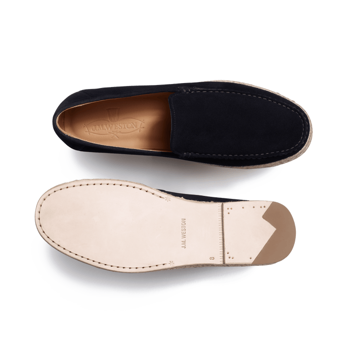 J.m. Weston Mocassin Espadrille Uzès Homme En Velours Bleu Marine