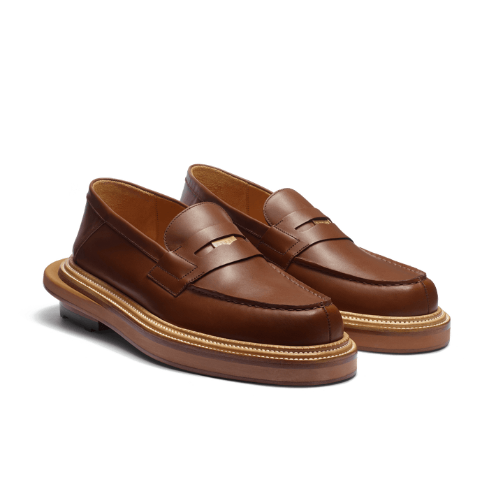 J.m. Weston Mocassin J.M. Weston X Sacai En Cuir Veau Souple Marron Bergeronnette