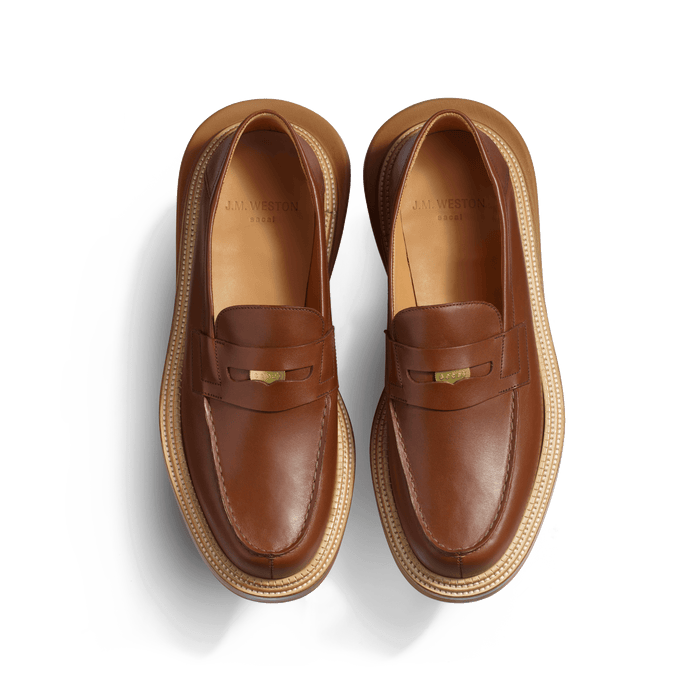 J.m. Weston Mocassin J.M. Weston X Sacai En Cuir Veau Souple Marron Bergeronnette