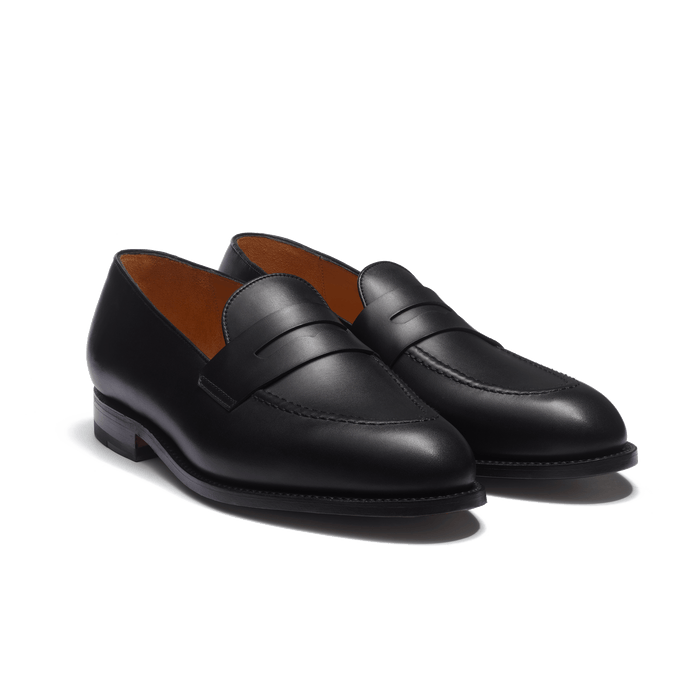 J.m. Weston Mocassin Menton à Bride Pour Homme En Cuir Veau Box Noir
