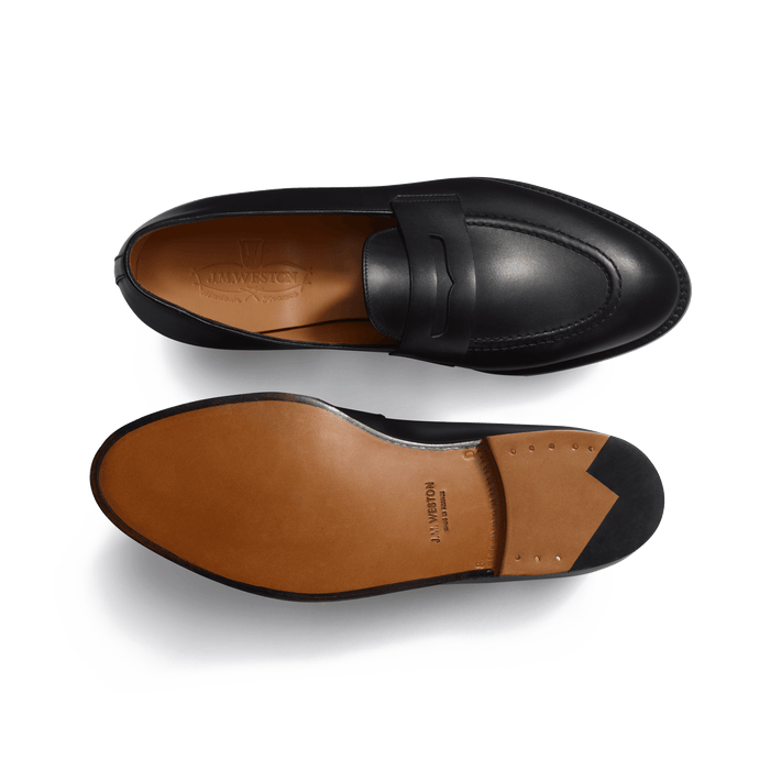 J.m. Weston Mocassin Menton à Bride Pour Homme En Cuir Veau Box Noir