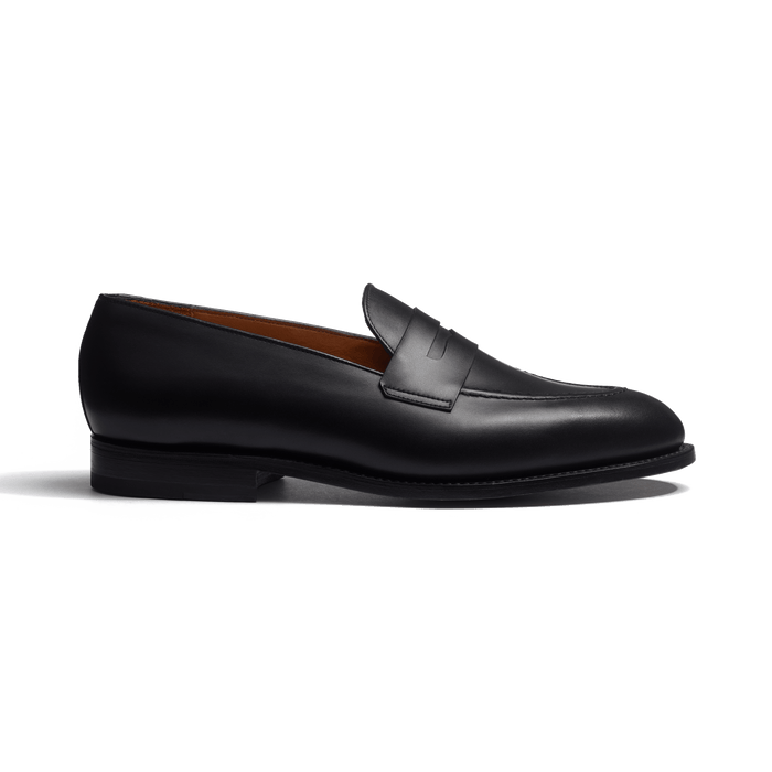 j.m. weston Mocassin Menton à bride pour homme en cuir veau box noir