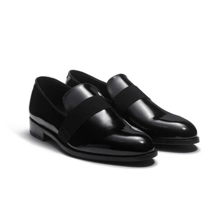 J.m. Weston Mocassin Smoking Homme En Cuir Vernis Noir