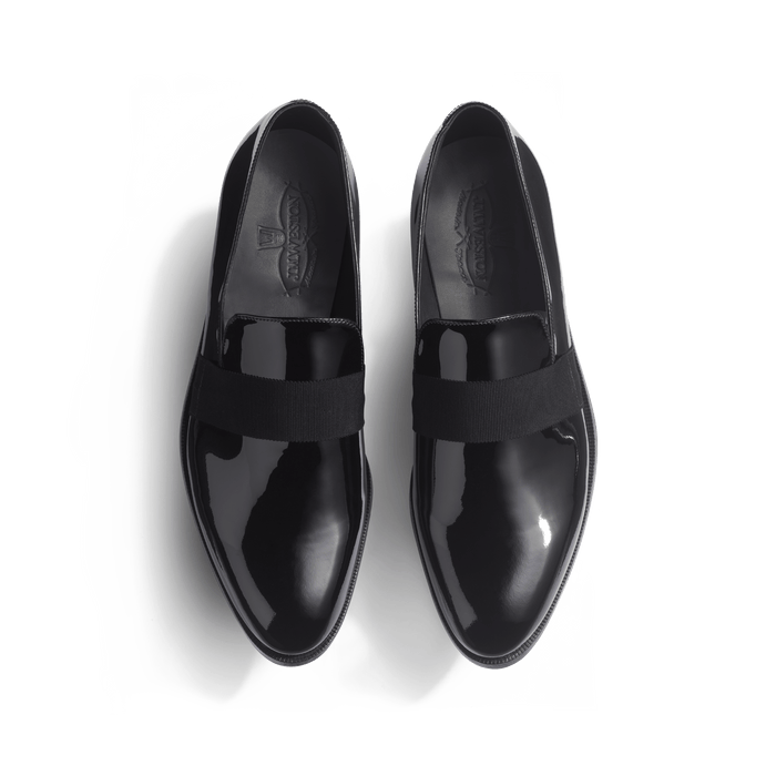J.m. Weston Mocassin Smoking Homme En Cuir Vernis Noir