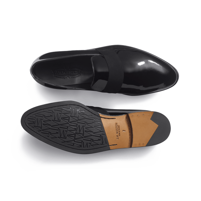 J.m. Weston Mocassin Smoking Homme En Cuir Vernis Noir