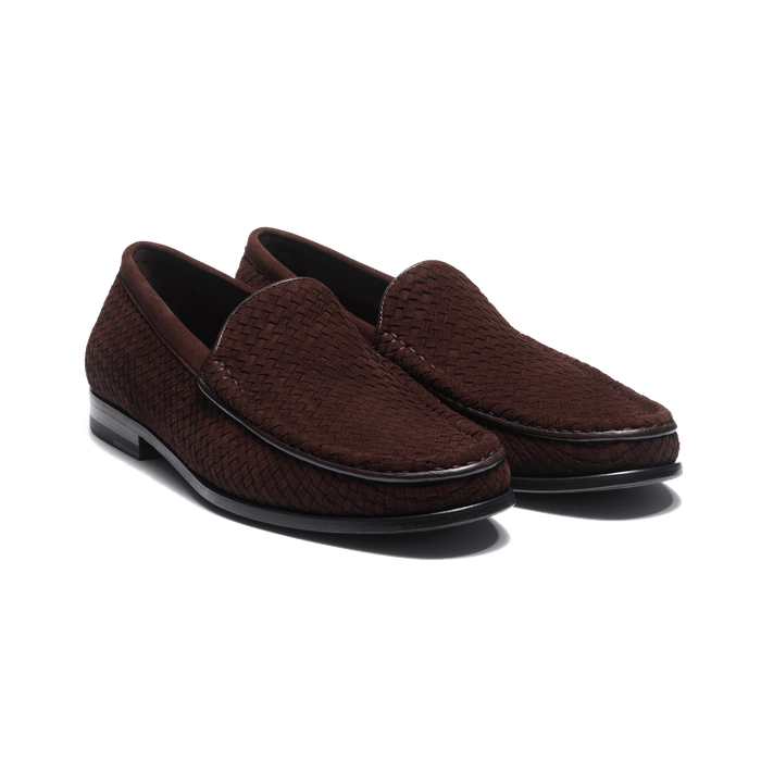 J.m. Weston Mocassin Souple Tressé Calvi Homme En Velours Marron