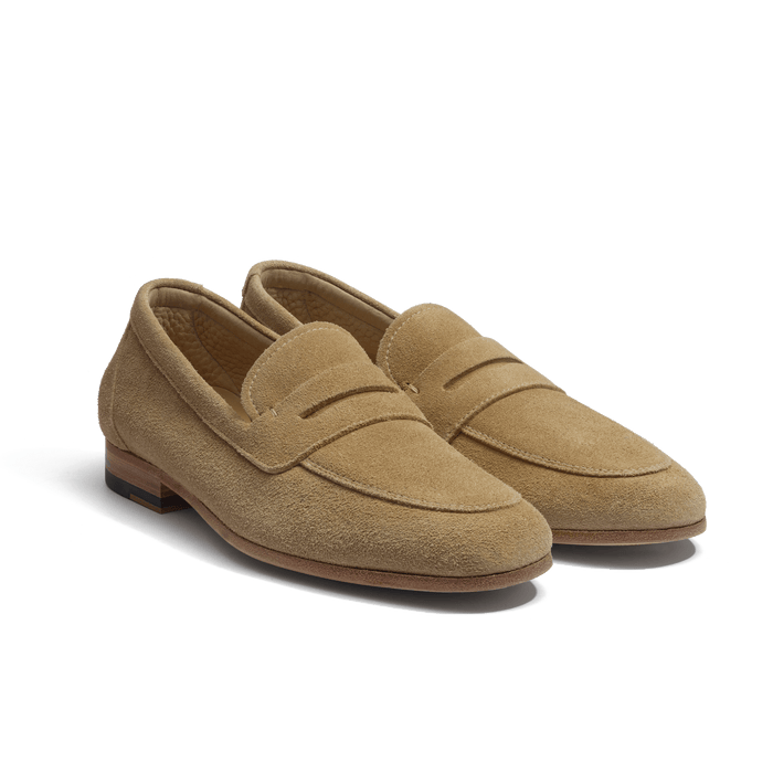J.m. Weston Mocassin Woogie Femme En Cuir Veau Velours Beige