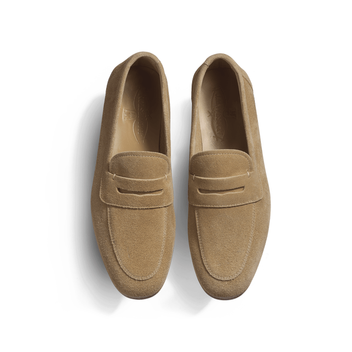 J.m. Weston Mocassin Woogie Femme En Cuir Veau Velours Beige