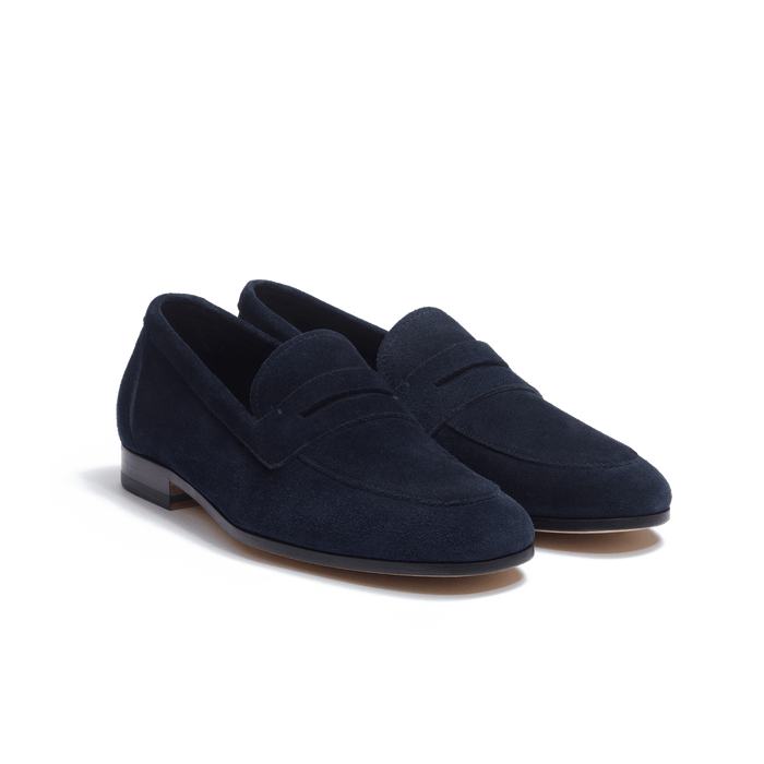 J.m. Weston Mocassin Woogie Femme En Cuir Veau Velours Marine