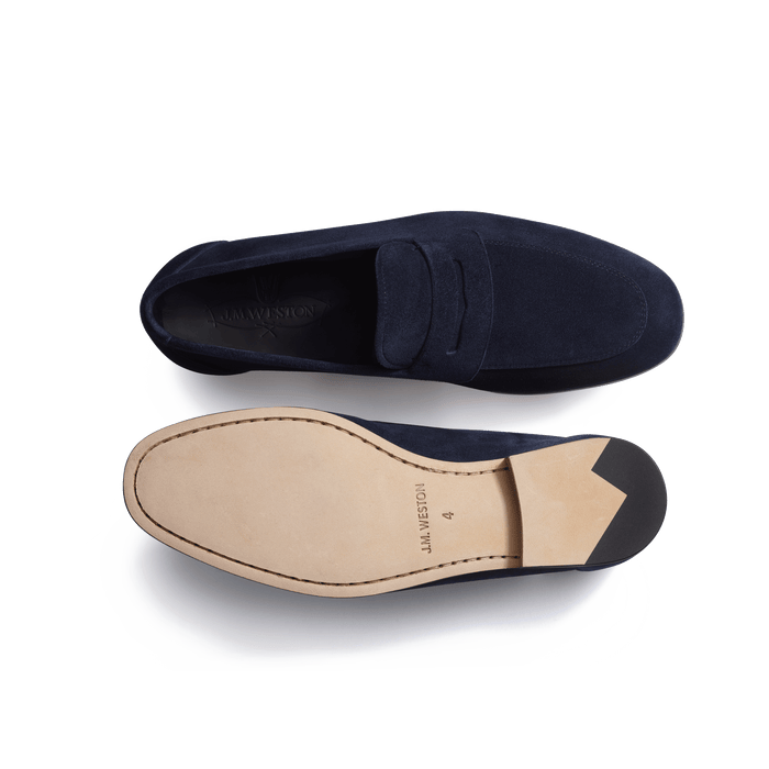 J.m. Weston Mocassin Woogie Femme En Cuir Veau Velours Marine