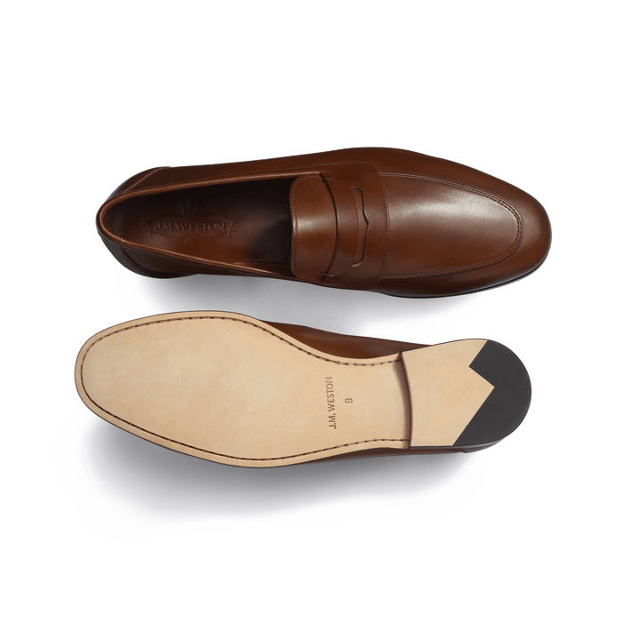 J.m. Weston Mocassin Woogie Homme En Cuir Veau Lisse Marron Bergeronnette