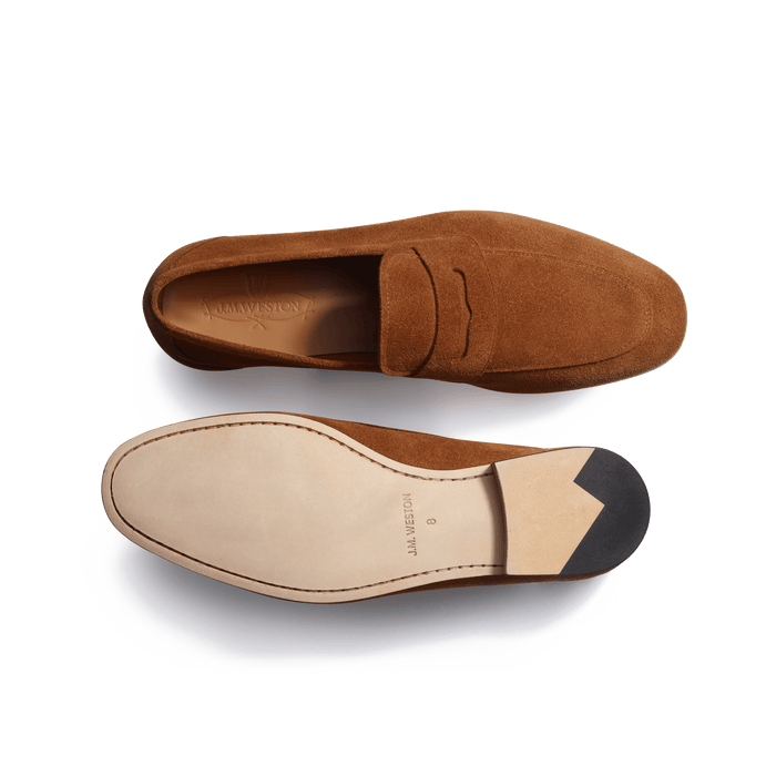 J.m. Weston Mocassin Woogie Homme En Cuir Veau Velours Beachnut