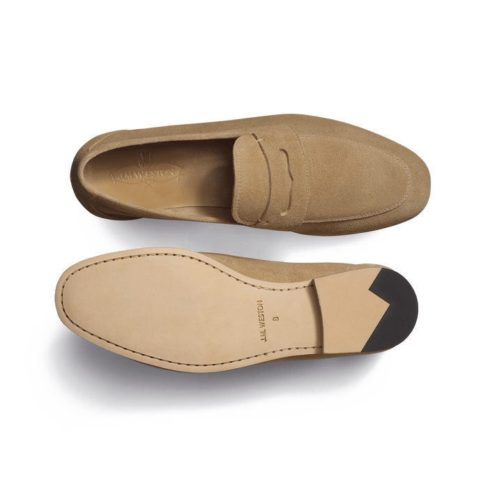 J.m. Weston Mocassin Woogie Homme En Cuir Veau Velours Beige