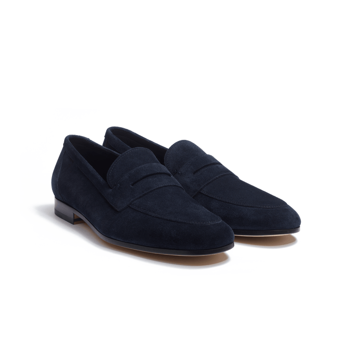 J.m. Weston Mocassin Woogie Homme En Cuir Veau Velours Marine