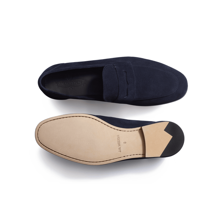 J.m. Weston Mocassin Woogie Homme En Cuir Veau Velours Marine