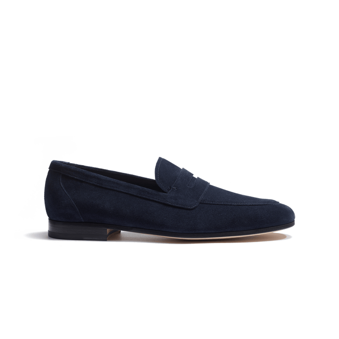 j.m. weston Mocassin Woogie homme en cuir veau velours marine