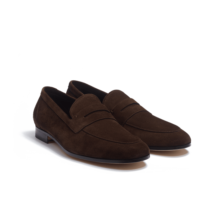 J.m. Weston Mocassin Woogie Homme En Cuir Veau Velours Marron Foncé