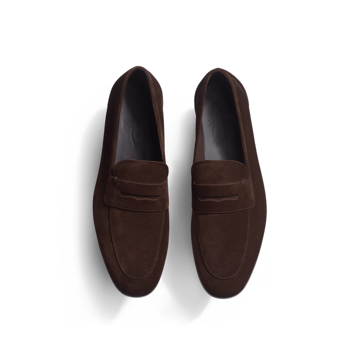 J.m. Weston Mocassin Woogie Homme En Cuir Veau Velours Marron Foncé