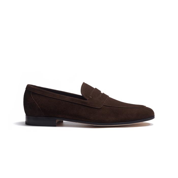 j.m. weston Mocassin Woogie homme en cuir veau velours marron foncé
