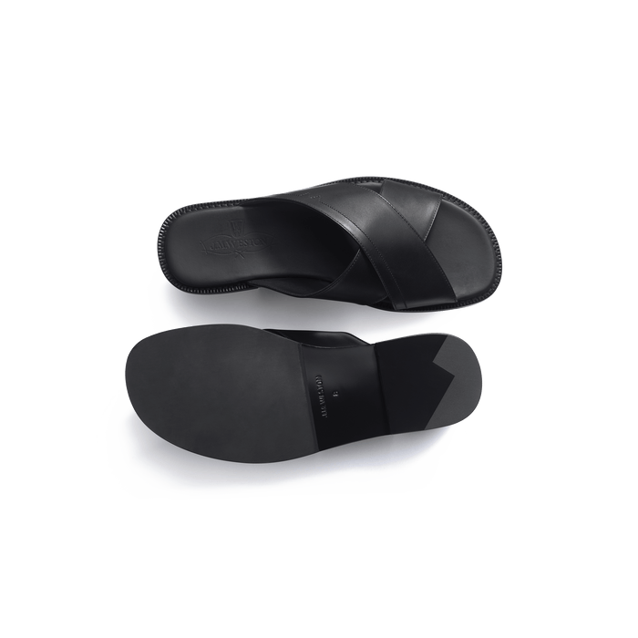 J.m. Weston Mule Croisée Double V Homme En Cuir Lisse Noir