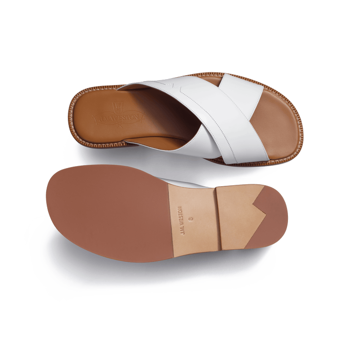 J.m. Weston Mule Croisée Double V Homme En Cuir Veau Lisse Blanc