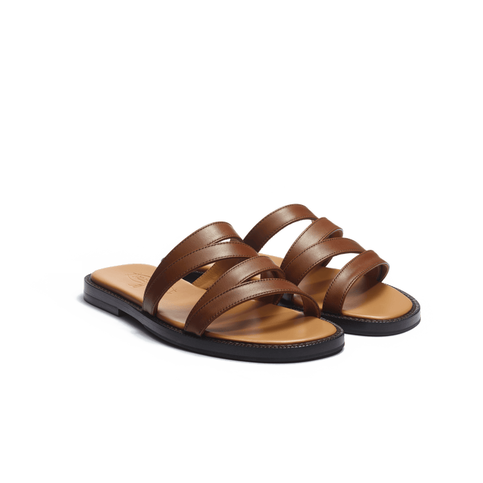 J.m. Weston Mule Double V Femme En Cuir Lisse Bergeronnette