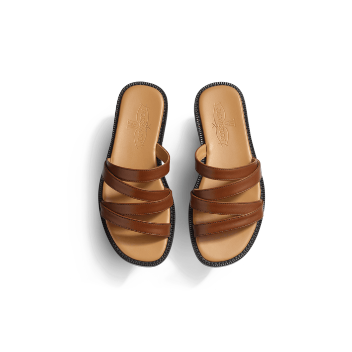 J.m. Weston Mule Double V Femme En Cuir Lisse Bergeronnette