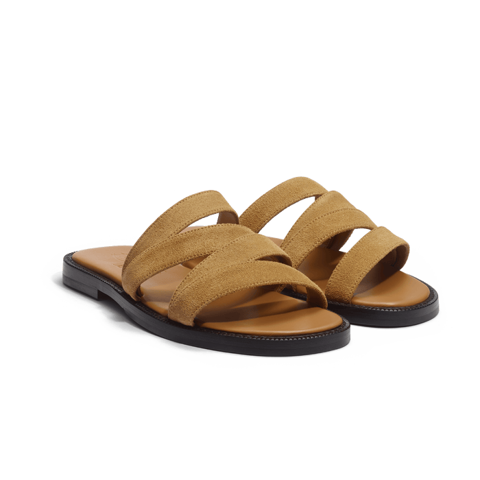 J.m. Weston Mule Double V Femme En Cuir Velours Beachnut