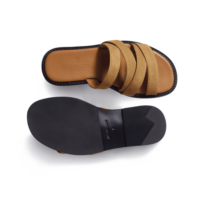 J.m. Weston Mule Double V Femme En Cuir Velours Beachnut