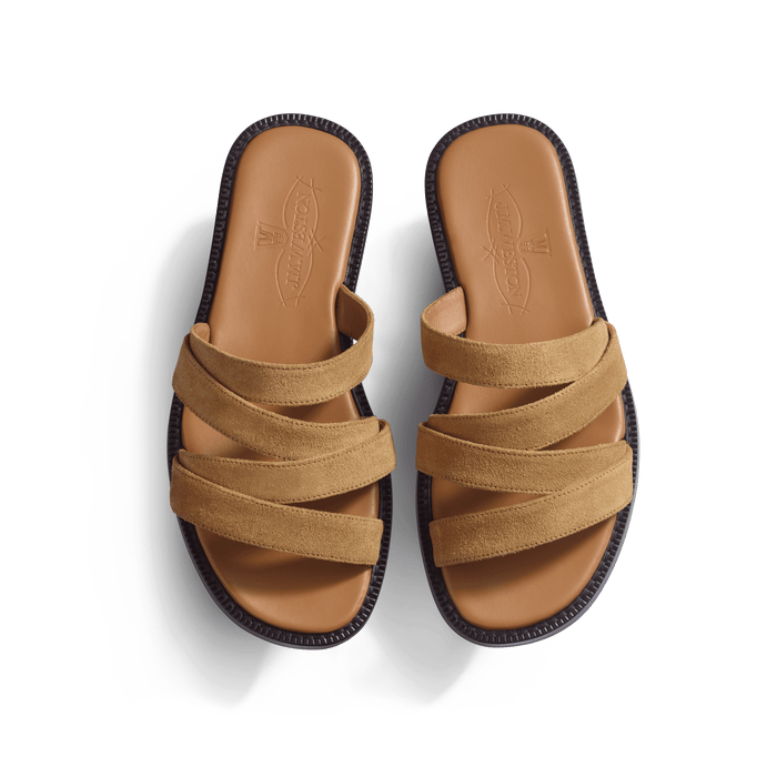 J.m. Weston Mule Double V Femme En Cuir Velours Beachnut