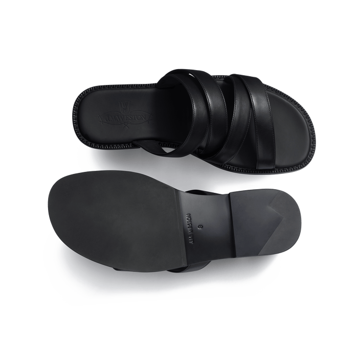 J.m. Weston Mule Double V Homme En Cuir Veau Lisse Noir