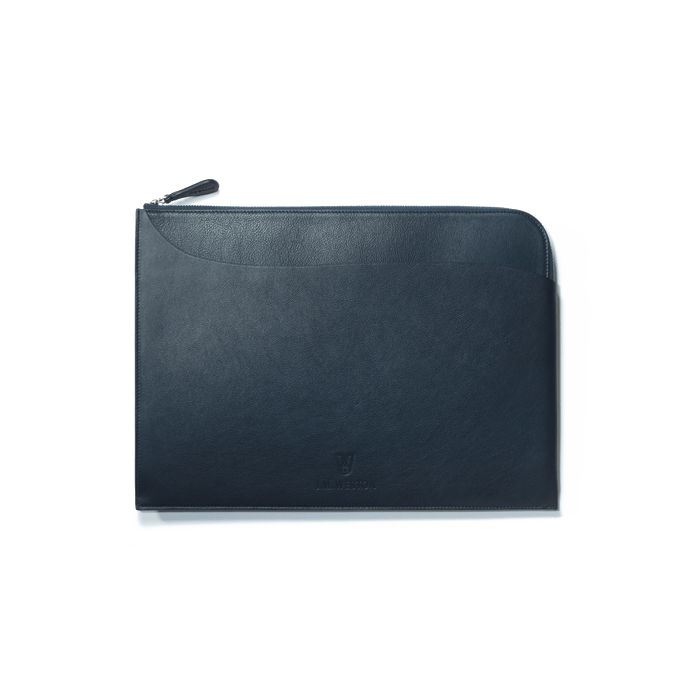j.m. weston Pochette d'ordinateur Double You en cuir lisse marine