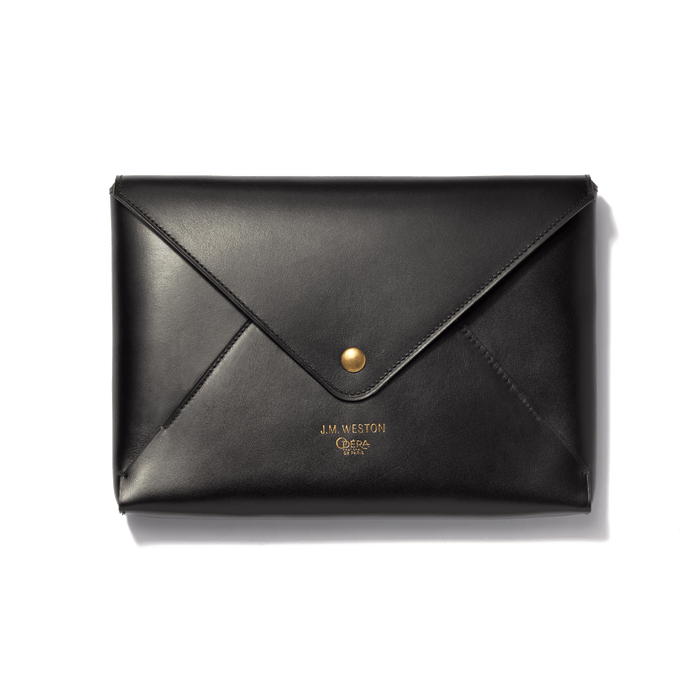 j.m. weston Pochette J.M. Weston x Opéra en cuir lisse noir