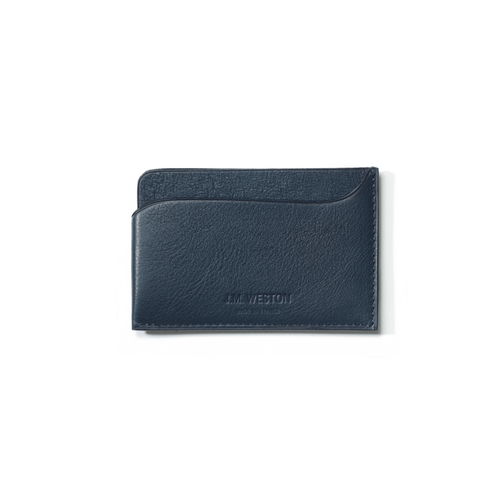 j.m. weston Porte-cartes Double You en cuir foulonné marine
