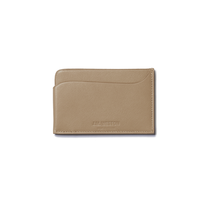 j.m. weston Porte-cartes Double You en cuir veau foulonné beige j.m. weston Porte-cartes Double You en cuir veau foulonné beige