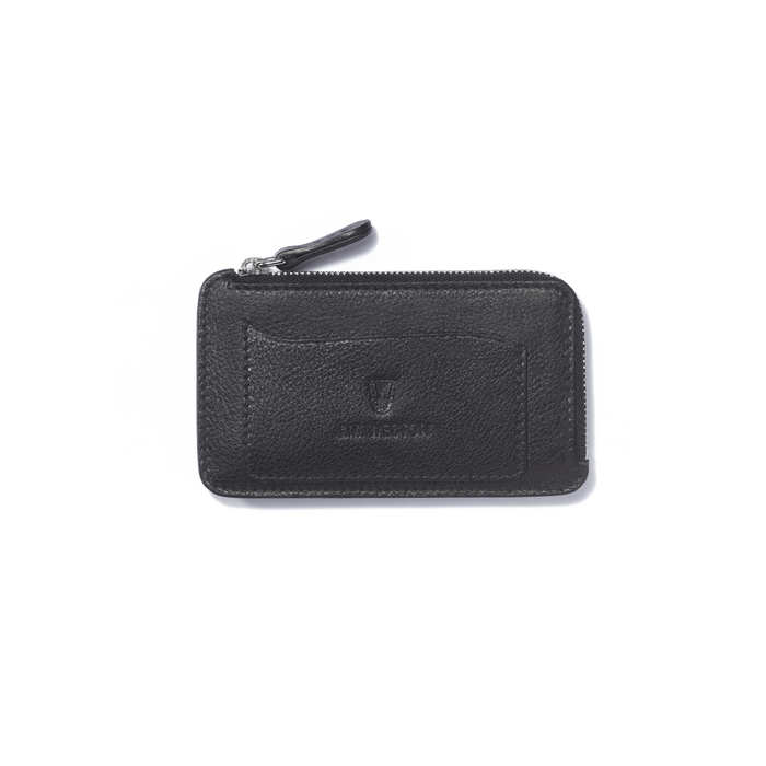 j.m. weston Porte-cartes Zippé Double You en cuir veau foulonné noir