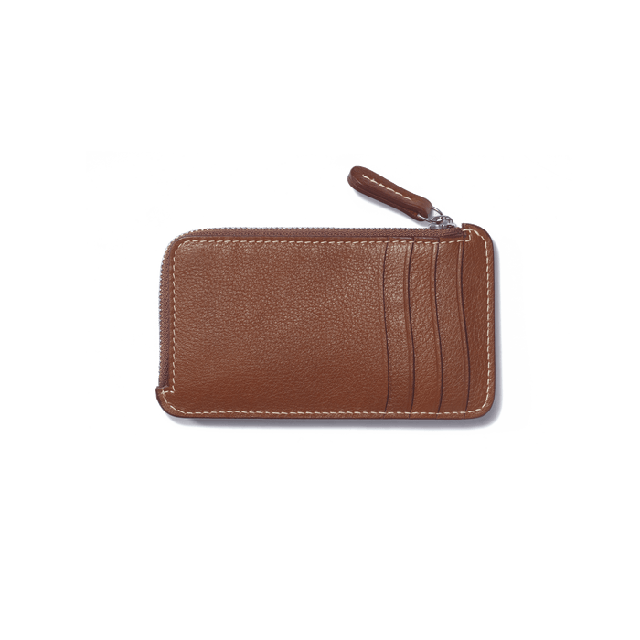 J.m. Weston Porte-cartes Zippé Double You En Cuir Veau Foulonné Marron