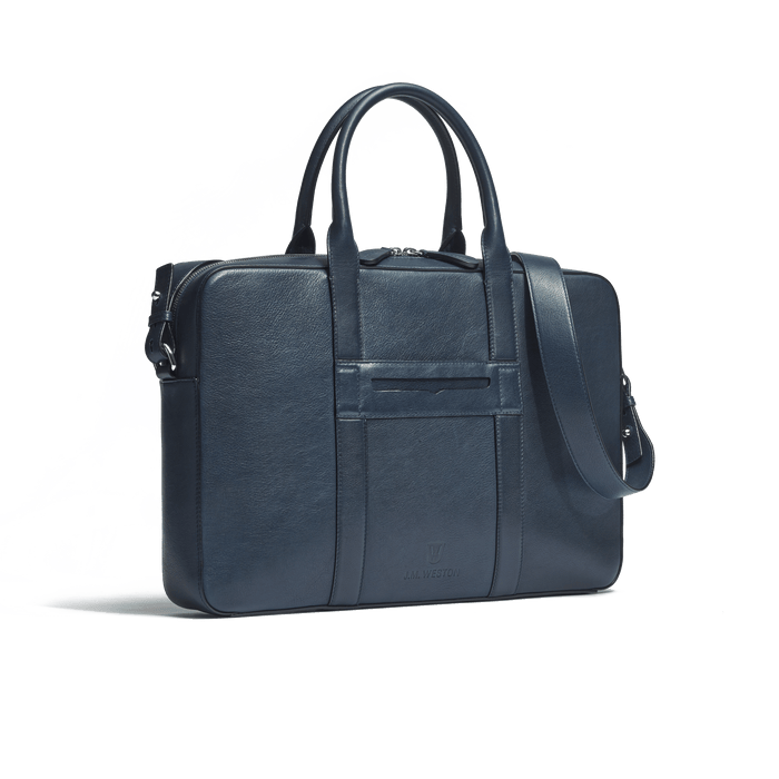 J.m. Weston Porte-documents Double You En Cuir Lisse Marine