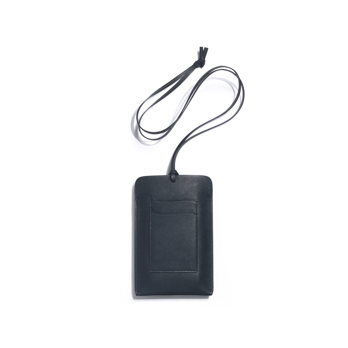 J.m. Weston Porte Téléphone Double You En Cuir Foulonné Marine