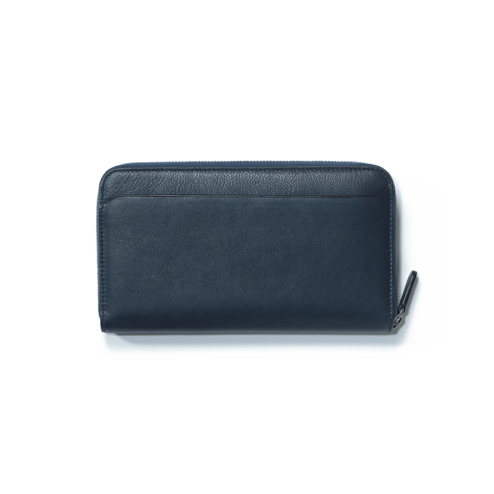 J.m. Weston Portefeuille Long Double You En Cuir Lisse Marine