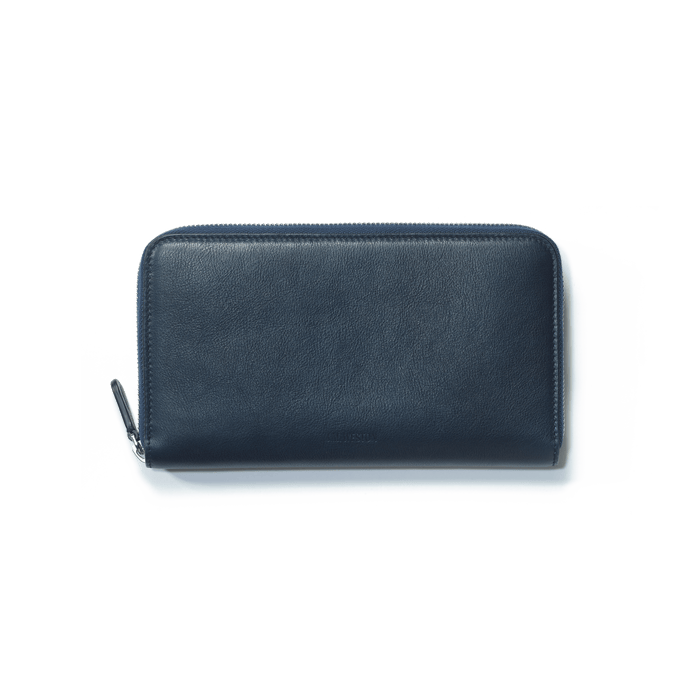 j.m. weston Portefeuille Long Double You en cuir lisse marine